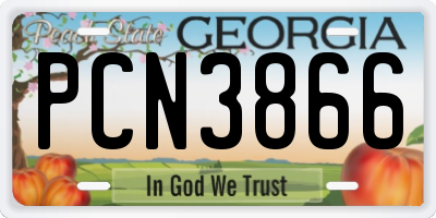 GA license plate PCN3866
