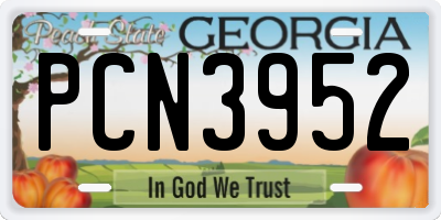 GA license plate PCN3952