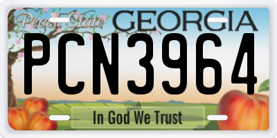 GA license plate PCN3964