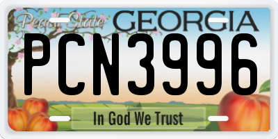 GA license plate PCN3996
