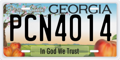 GA license plate PCN4014