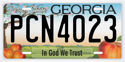 GA license plate PCN4023