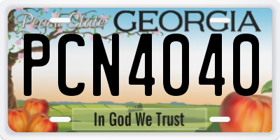 GA license plate PCN4040