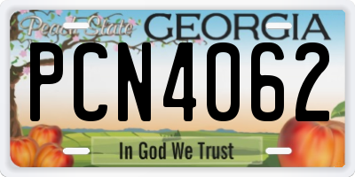 GA license plate PCN4062