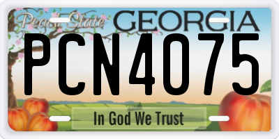 GA license plate PCN4075