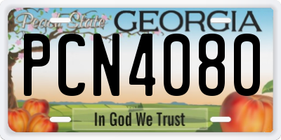 GA license plate PCN4080
