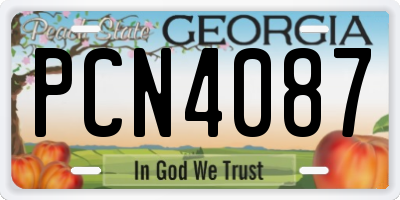 GA license plate PCN4087