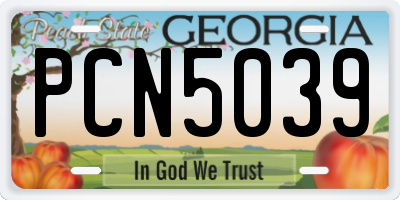 GA license plate PCN5039