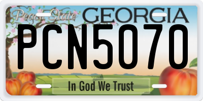 GA license plate PCN5070