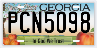 GA license plate PCN5098