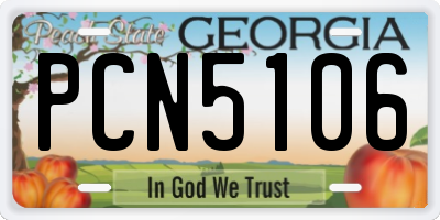 GA license plate PCN5106