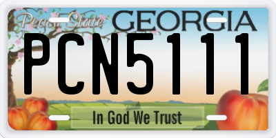 GA license plate PCN5111