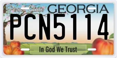 GA license plate PCN5114