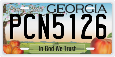 GA license plate PCN5126