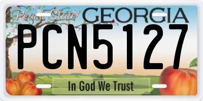 GA license plate PCN5127