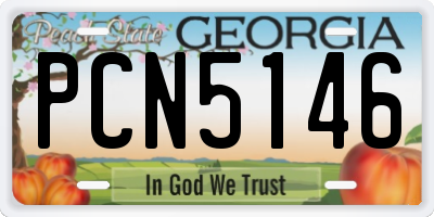 GA license plate PCN5146