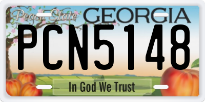 GA license plate PCN5148