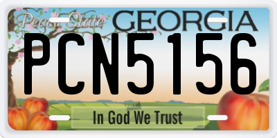 GA license plate PCN5156