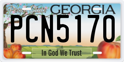 GA license plate PCN5170