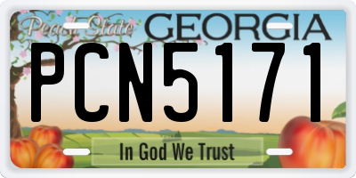 GA license plate PCN5171