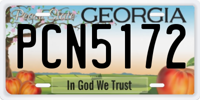 GA license plate PCN5172
