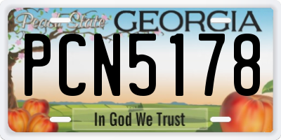 GA license plate PCN5178