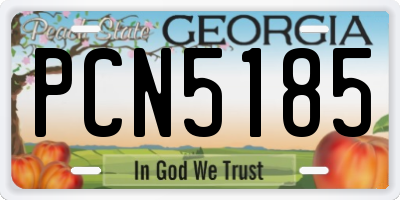 GA license plate PCN5185