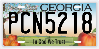 GA license plate PCN5218