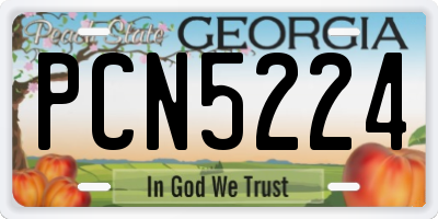 GA license plate PCN5224