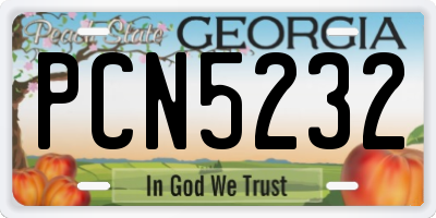 GA license plate PCN5232