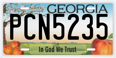GA license plate PCN5235