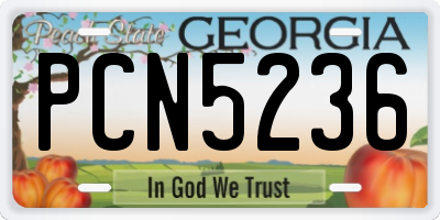GA license plate PCN5236