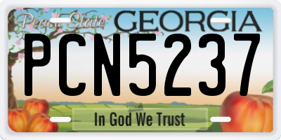 GA license plate PCN5237