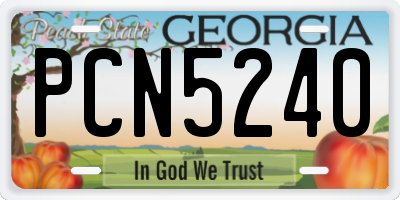 GA license plate PCN5240