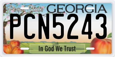 GA license plate PCN5243
