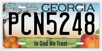 GA license plate PCN5248