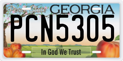 GA license plate PCN5305