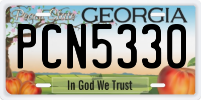 GA license plate PCN5330