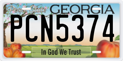 GA license plate PCN5374