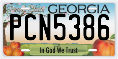 GA license plate PCN5386
