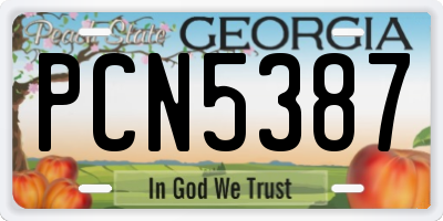 GA license plate PCN5387