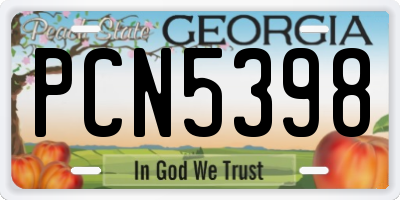 GA license plate PCN5398