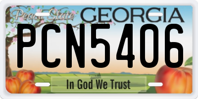 GA license plate PCN5406