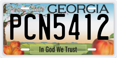 GA license plate PCN5412