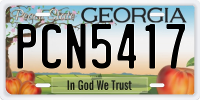 GA license plate PCN5417