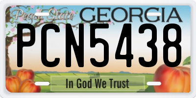 GA license plate PCN5438