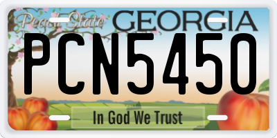 GA license plate PCN5450