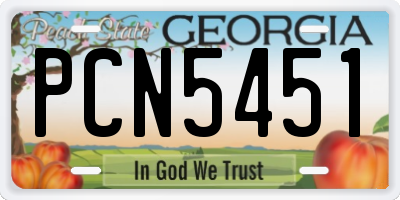 GA license plate PCN5451