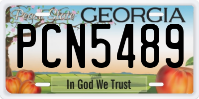 GA license plate PCN5489