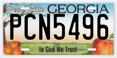 GA license plate PCN5496